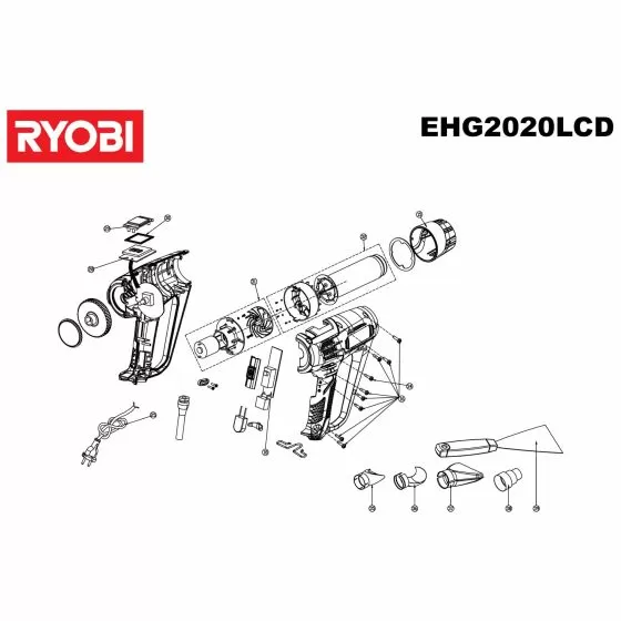 Ryobi EHG2020LCD Spare Parts List Type: 5133001730